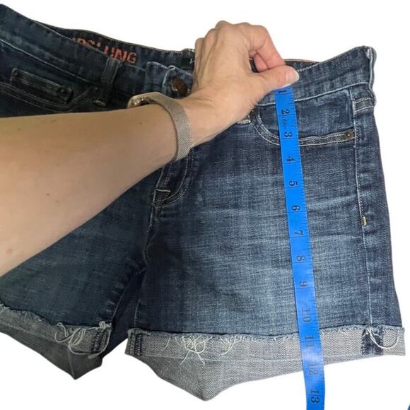 J.Crew‎ Hipslung Denim Cutoff Shorts Women 6 Low Rise Raw Hem Distressed Blue - Picture 7 of 9